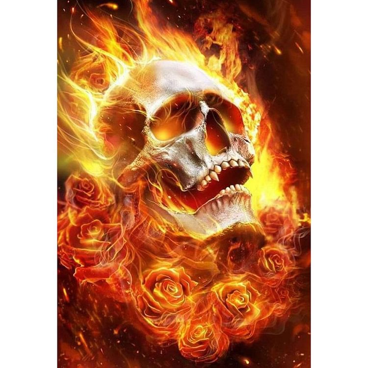 Fire Skull Round Full Drill Diamond Painting 30X40CM(Canvas) gbfke