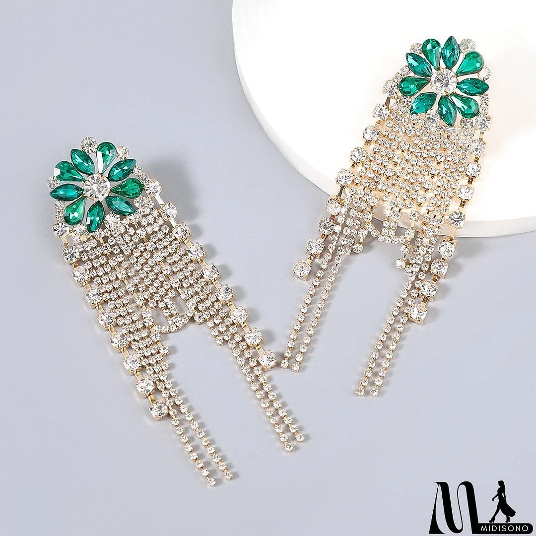 MidiSono - Chic rhinestone fringe earings