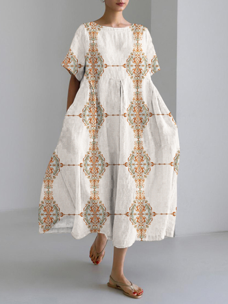 Boho Ethnic Pattern Women's Linen Maxi Dress wearshes