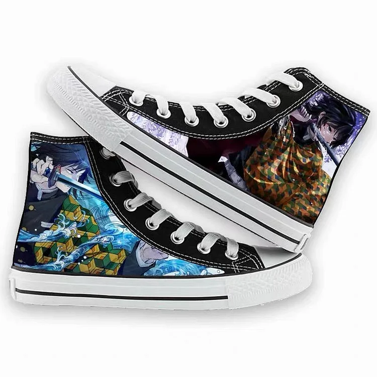 Mayoulove Demon Slayer Kimetsu no Yaiba #7  High Top Canvas Sneakers Cosplay Shoes For Kids-Mayoulove