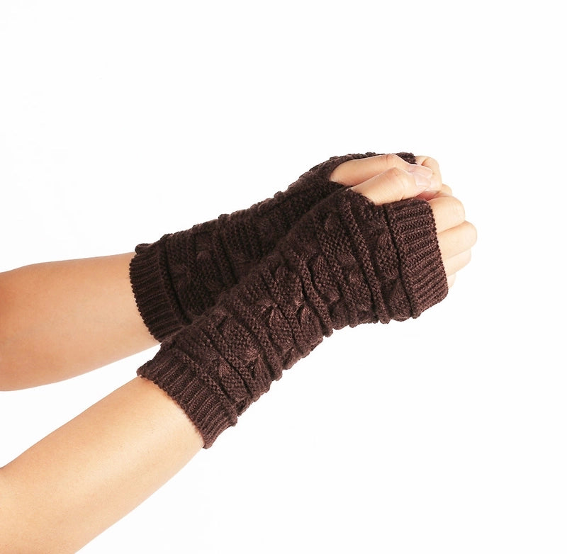 Wool Gloves Winter Cold-proof Knitted Warm Half-finger Computer Gloves Autumn And Winter Women’s Thickened Winter Sleeves