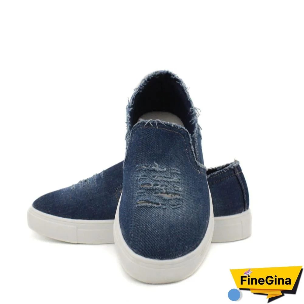Women Denim Canvas Casual Platform Breathable Footwear Classic Loafers A Pedal Lazy Sneakers Shoes
