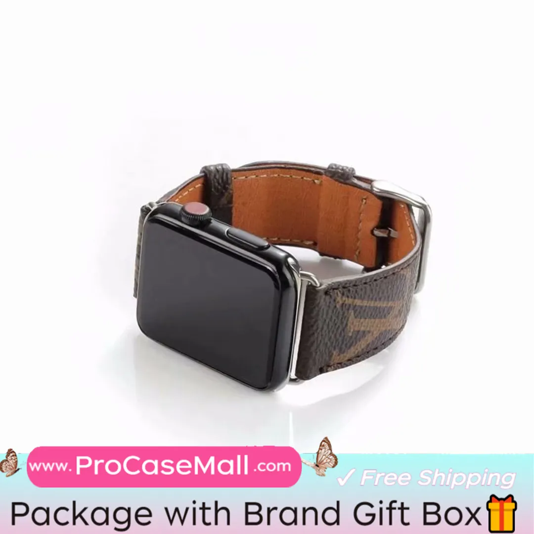 Classic LV Monogram Leather Checkerboard Canvas Apple Watch Strap