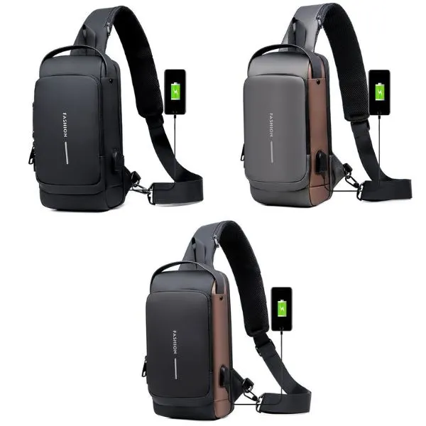 USB Charging Sport Sling Anti-theft Shoulder Bag