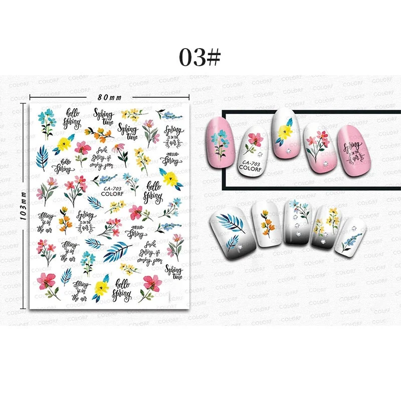 1 Sheet 3D Halloween Nail Sticker Christmas Skull Bone Snake Butterfly Maple Leaf Pattern Decals Manicures 3D Nail Decorations