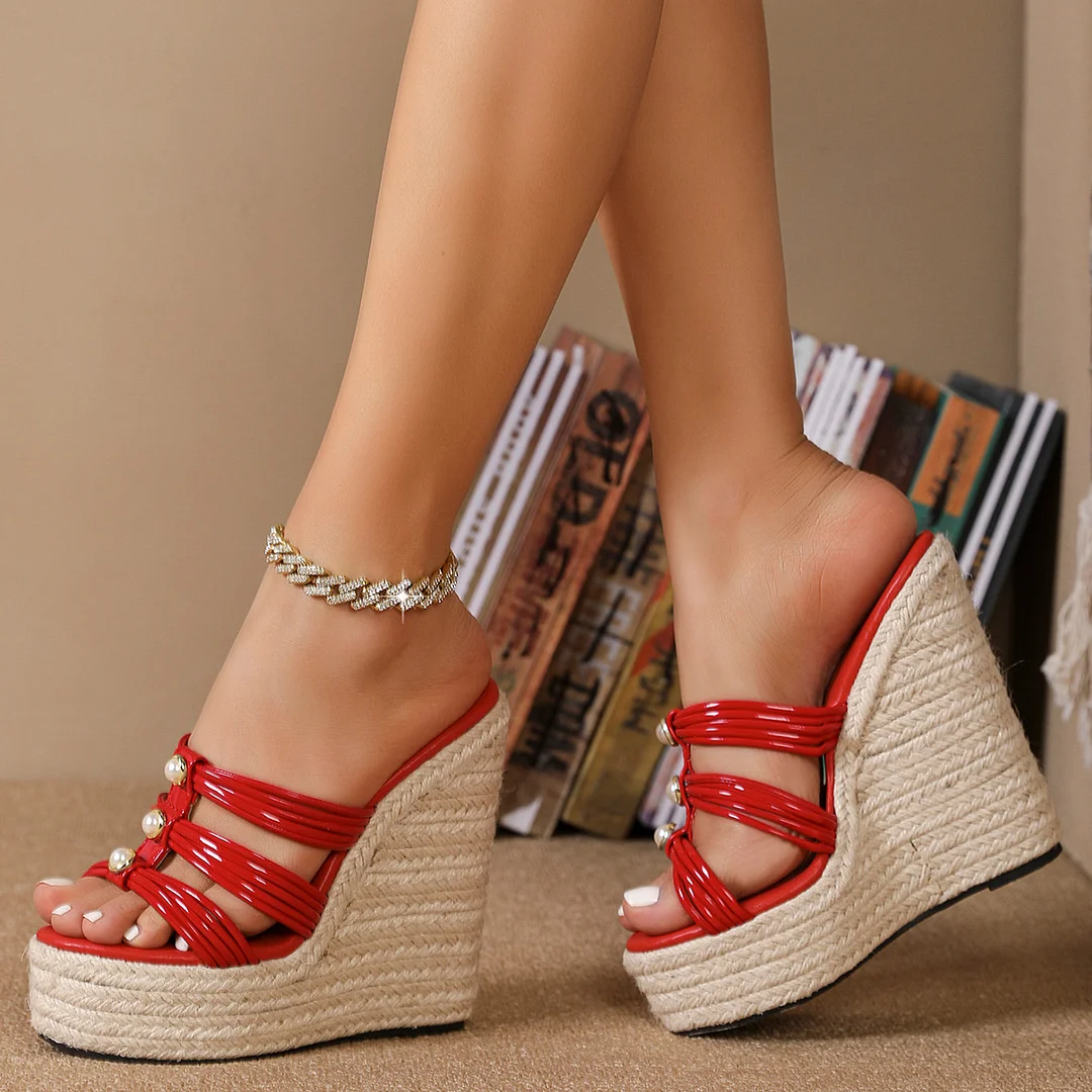 Tanguoant Tanguoant Sexy New Straw Woven Simple Hate Sky High Slope With Waterproof Car Model Slippers