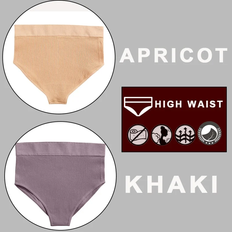 FINETOO 2PCS/Set Sexy Women Panties Underwear 10 Solid Colors Underpants For Girls High Waist Bodyshaper Briefs Seamless Pantys