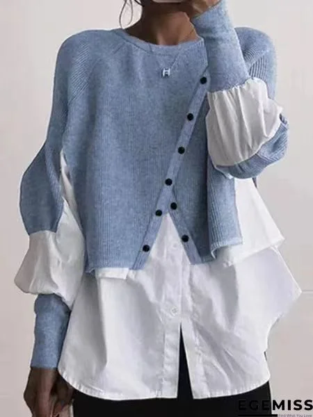 Sexy Splicing Long Sleeve Button Splicing Slim Sweater | EGEMISS