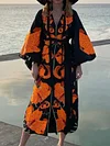 Printed Loose Long Sleeves Maxi Dress