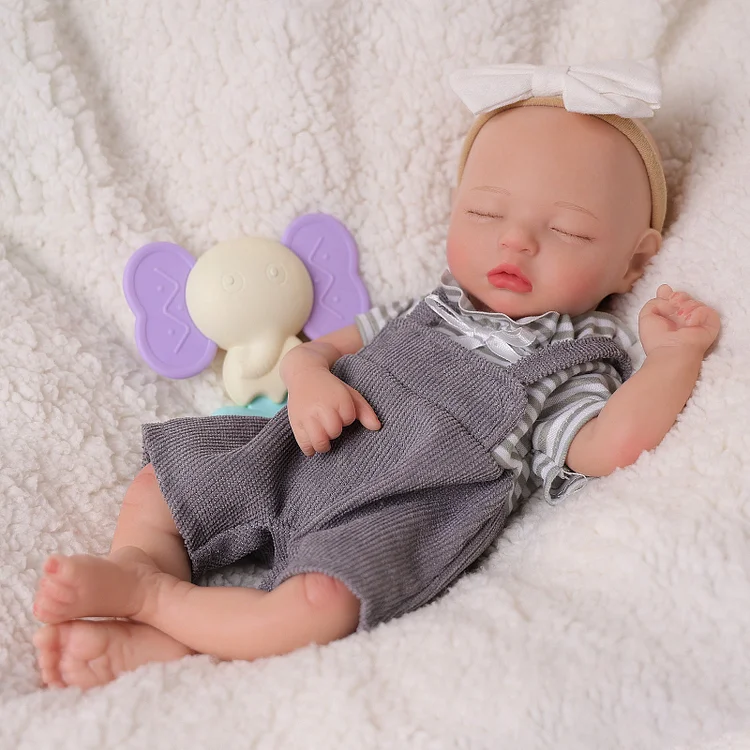 Babeside Tara 12" Full Silicone Reborn Baby Girl Lifelike Sleeping Lovely Grey Sweet