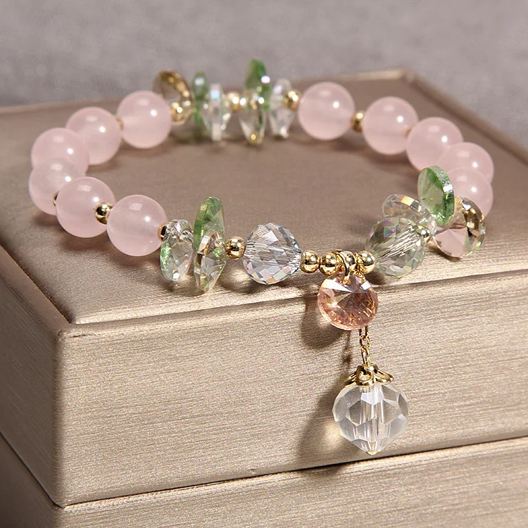 Sweet Girl Heart Pink Crystal Opal Bracelet KERENTILA