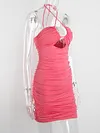 Solid Color Spaghetti-Neck Sexy Mini Dress