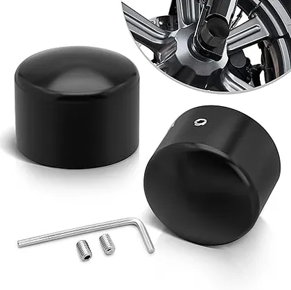 KEEPDSGN CNC Black Thick Cut Front Wheel Axle Nut Cover Cap Bolt For Harley Davidson