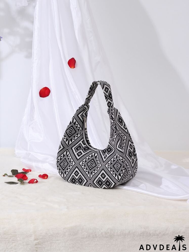 Geometric Graphic Baguette Bag