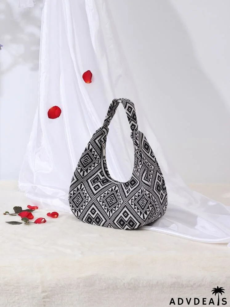 Geometric Graphic Baguette Bag