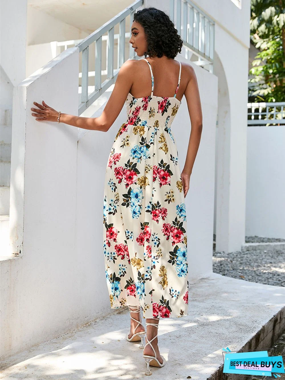 Summer Printed Waist-Length Suspender Dress