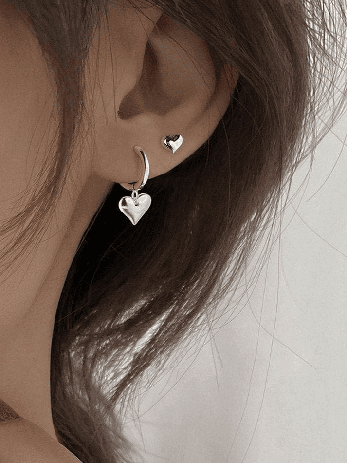 Brownm Irregular Heart Pendant Hoop Earring