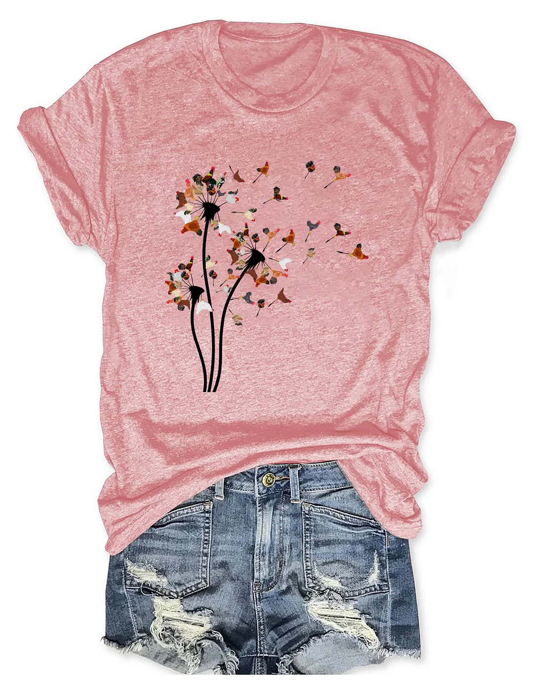 Chicken Dandelion Flower T-shirt
