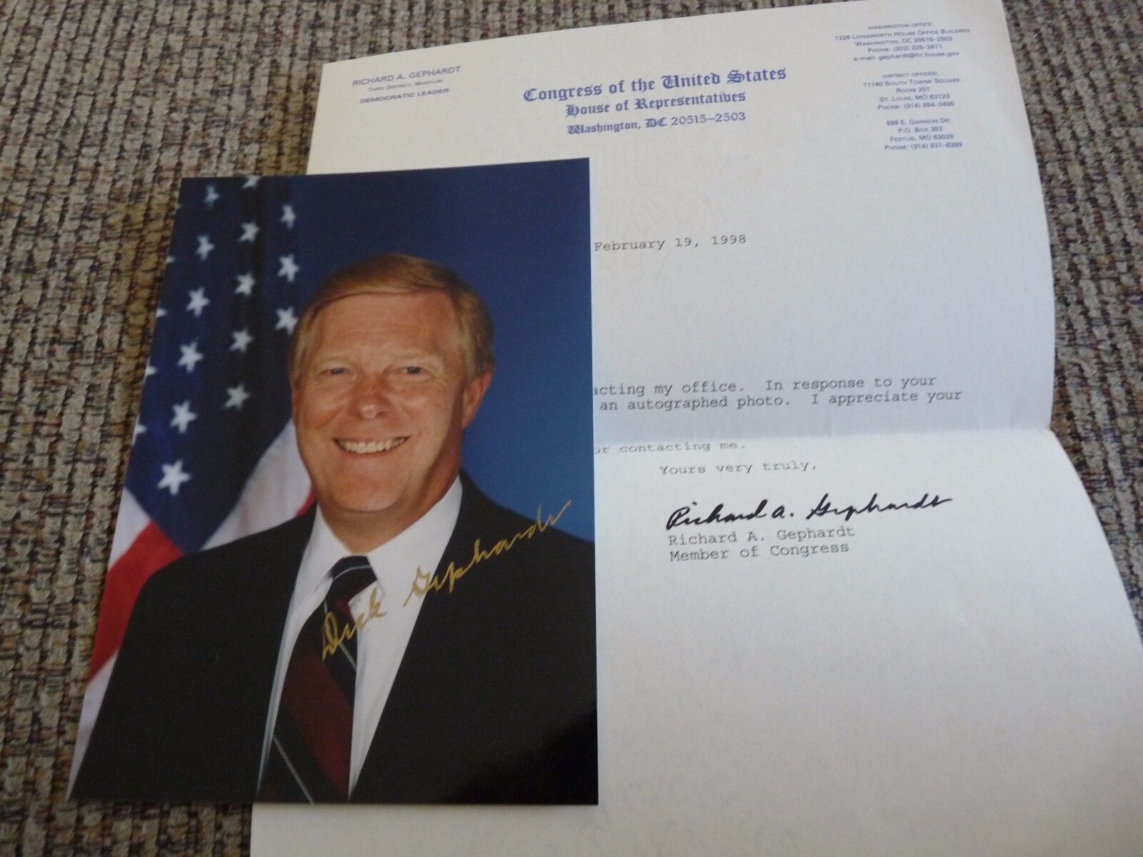 Congressman Dick Gephardt Autographed Signed 5x7 Photo Poster painting PLEASE READ