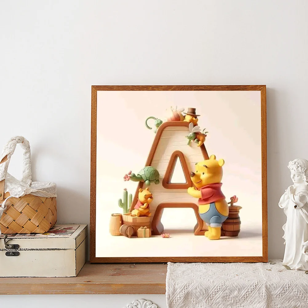 Diamond Painting - Full Round Drill - Pooh&Alphabet(Canvas|40*40cm)