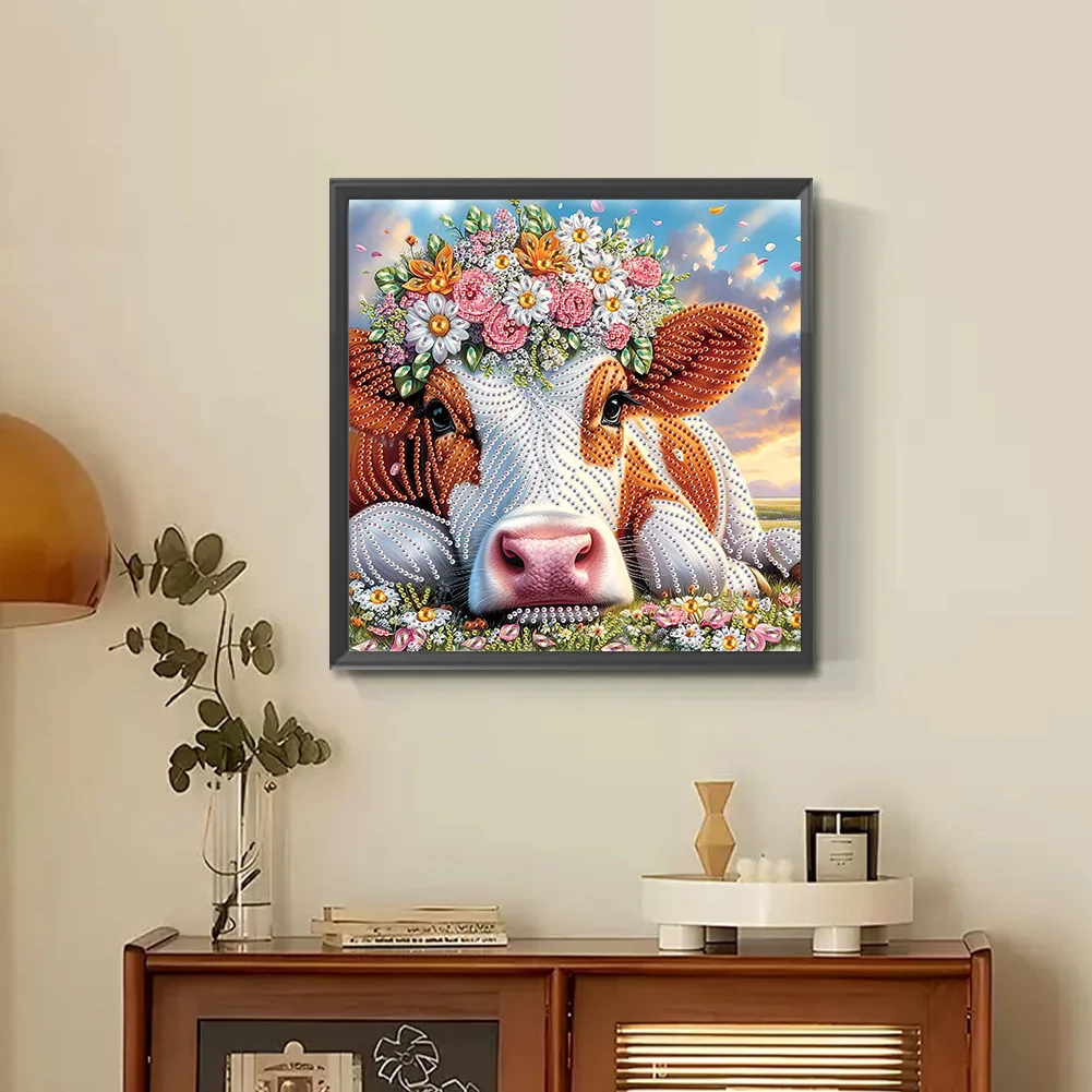 Diamond Painting - Partial Special Shaped Drill - Flower Cow(Canvas|30*30cm)