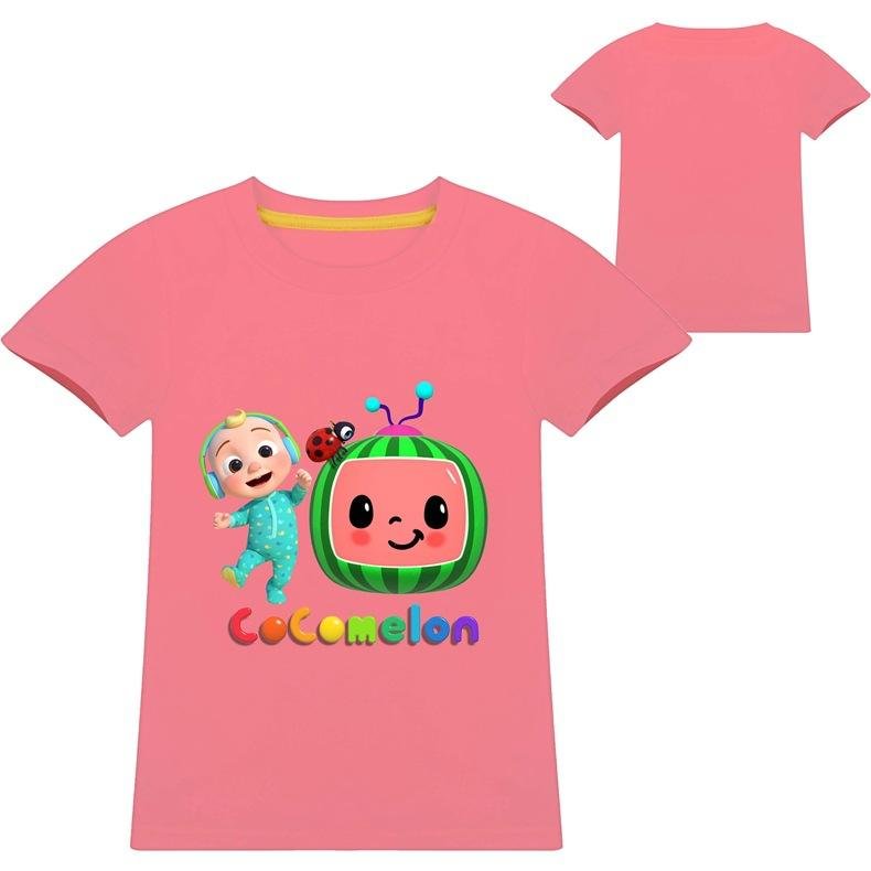 CocoMelon T-Shirt Crew Neck Summer Top Short Sleeve Casual Sport Shirt for Kids