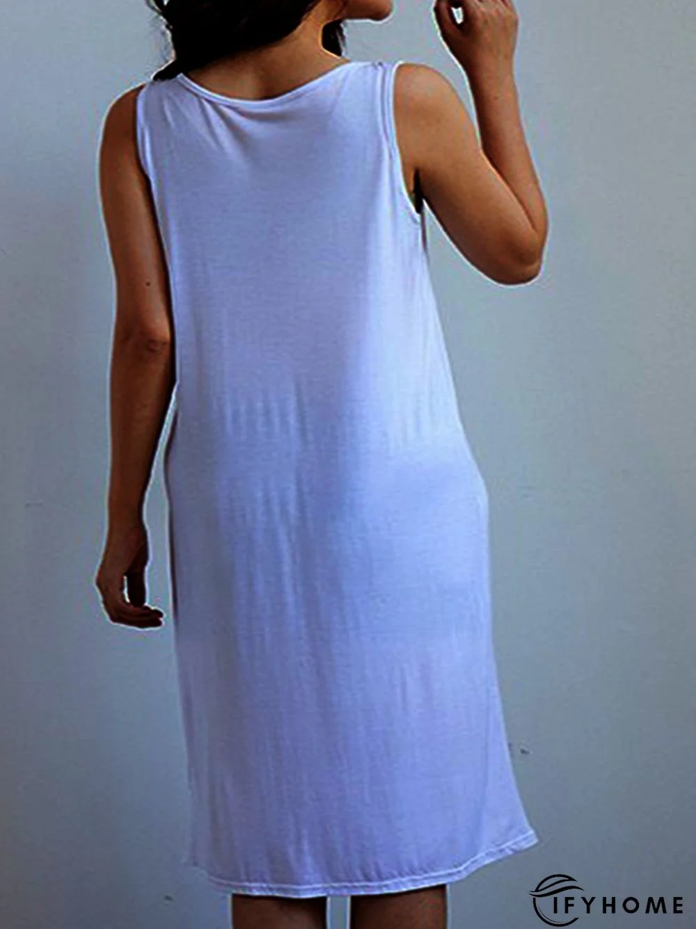 Vintage Plain Round Neck Sleeveless Casual Midi Knitting Dress | IFYHOME