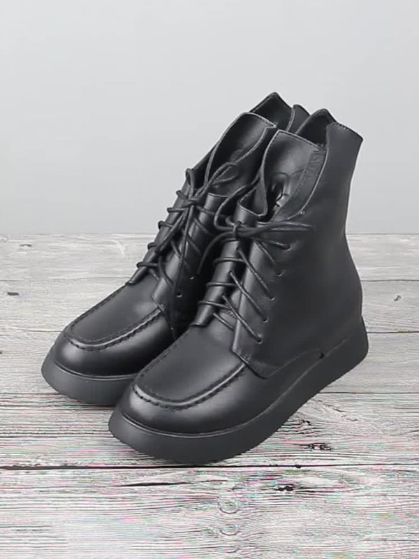 Leisure Fashion Solid Leather Martin Boots