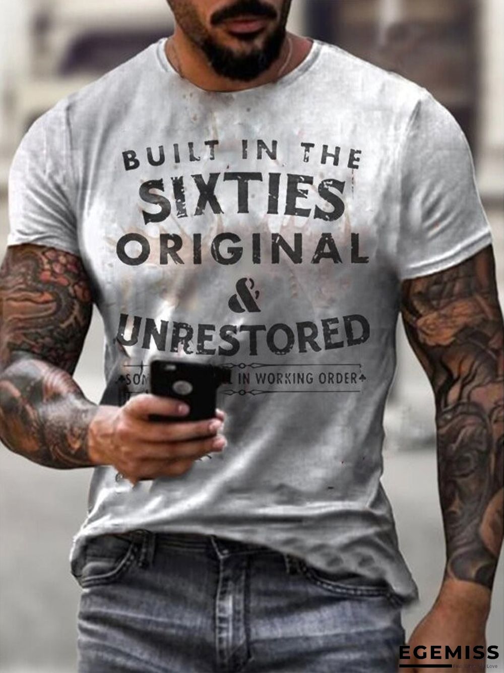 Casual Short Sleeve Digital Printing Slim Fit European and American Personalized Men's T-shirt | EGEMISS