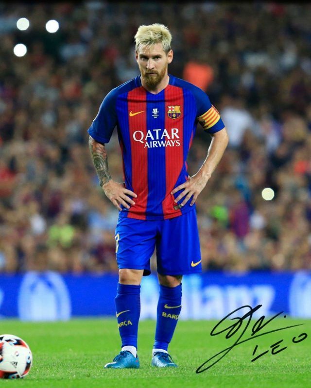 Lionel Messi - FC Barcelona Autograph Signed Photo Poster painting Print