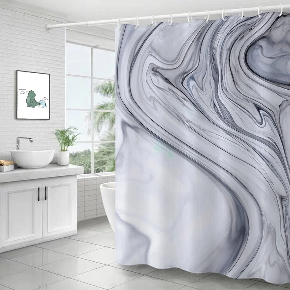 Polyester Abstract Marble Shower Curtain 3D Stripe Printing Colorful Bathroom Curtains Waterproof Fabric Bath Curtain Decor