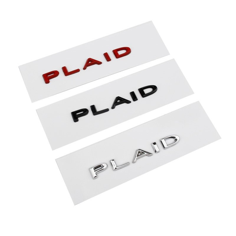 Plaid Stickers for Tesla Model 3 S X Y ABS Zinc Alloy Decals Trunk Emblem  dxncar