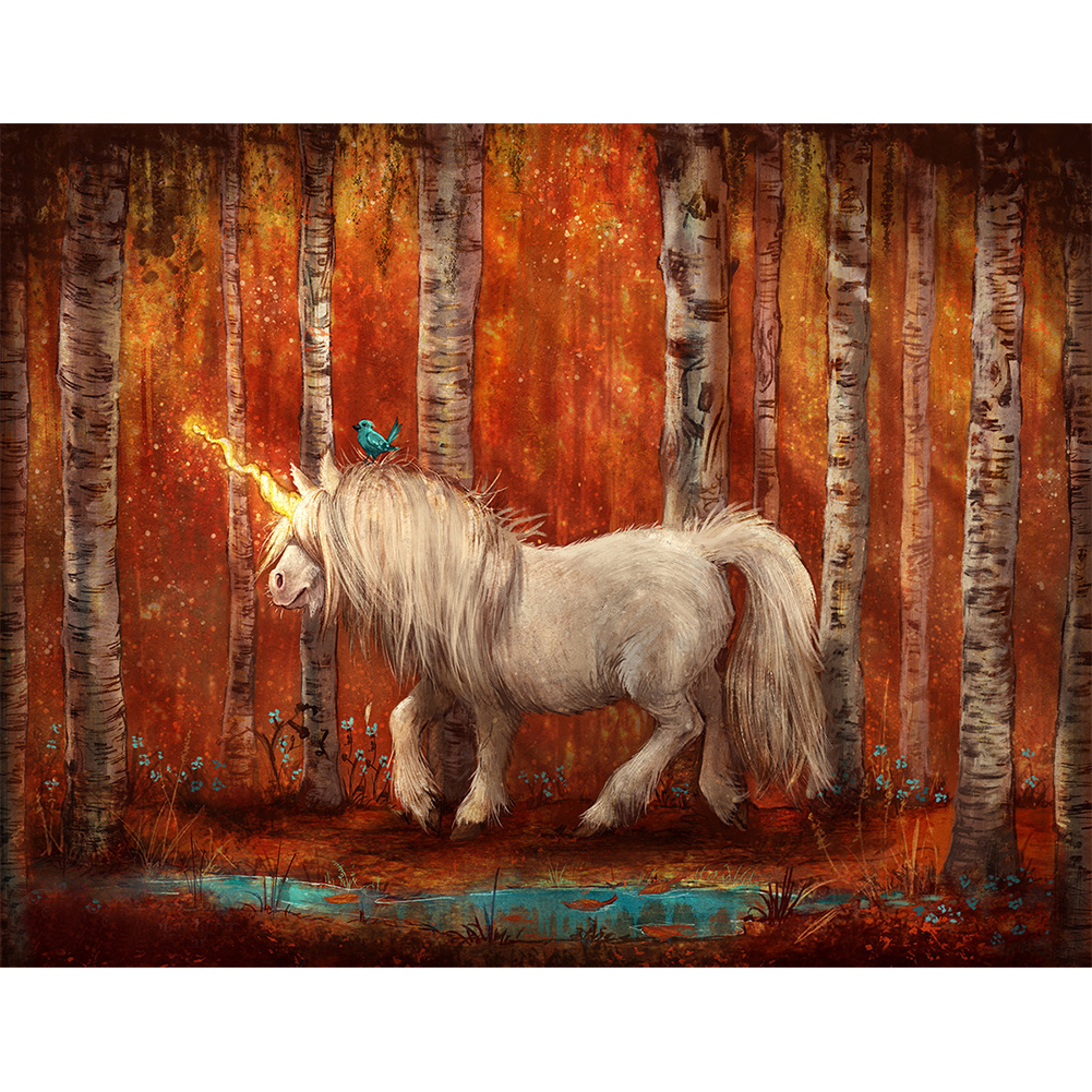 

40*30CM - Crystal Round Drill Diamond Painting - Forest Cartoon Horse, 501 Original