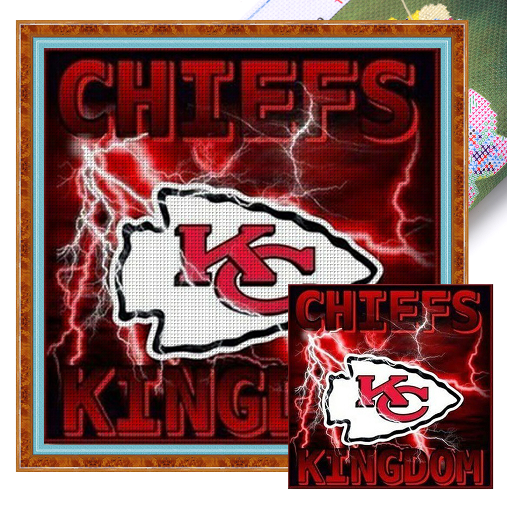 Kansas City Chiefs Full 11CT Pre-stamped Canvas(40*40cm) Cross Stitch