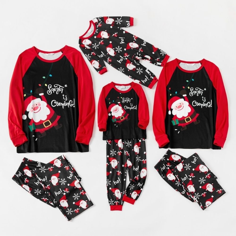 Santa Print Parent-child Pajamas Set