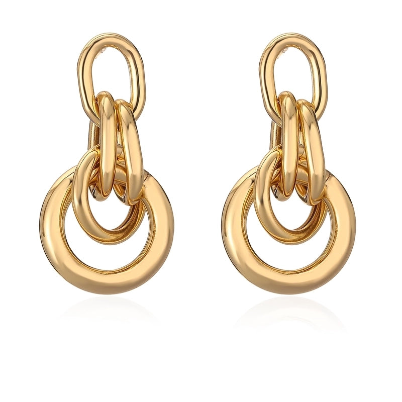 1 Pair Minimalist Commute Geometric Plating Copper 18k Gold Plated Drop Earrings