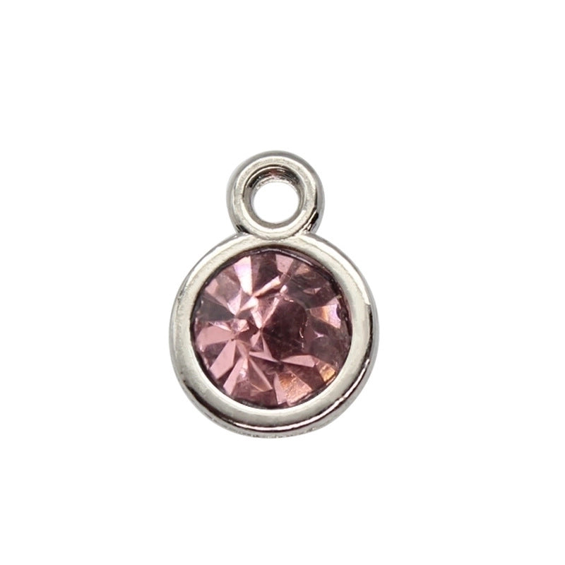 Diamond-encrusted Twelve Birthstone Colored Glass Pendant Necklace Jewelry DIY Pet Alloy Accessories Jewelry