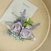10PCS Violet Purple Wedding Catering Bridal Groom Guests Corsage Boutonniere Wrist Artificial Flower Bouquets