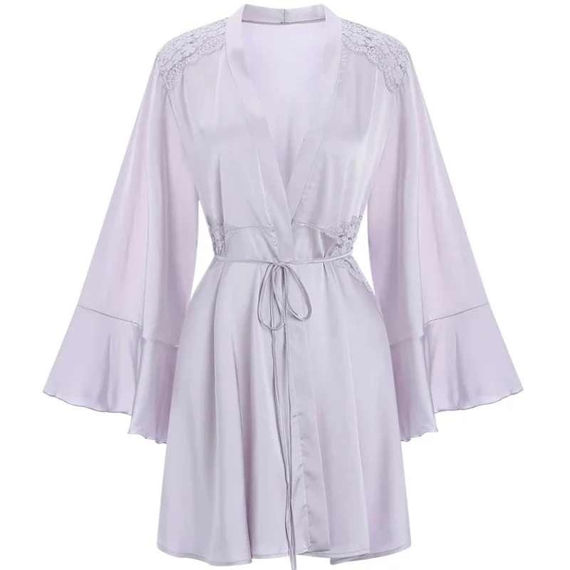 Sdrawing Sdrawing Lace Mesh Mesh Red Ice Bathrobe Home Dress Nightgover 2025 New Female Sexy Robe