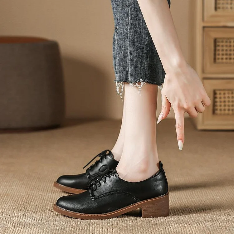  Women's Genuine Leather Lace Up Oxfords Flat Spring Shoes shopify Stunahome.com