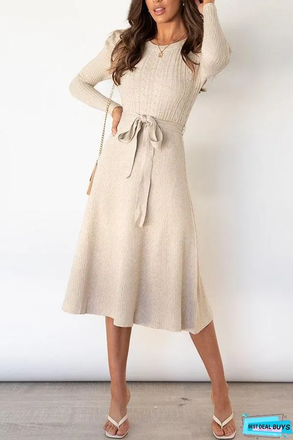 Bubble Long-sleeved Knitted Mid-length Dress