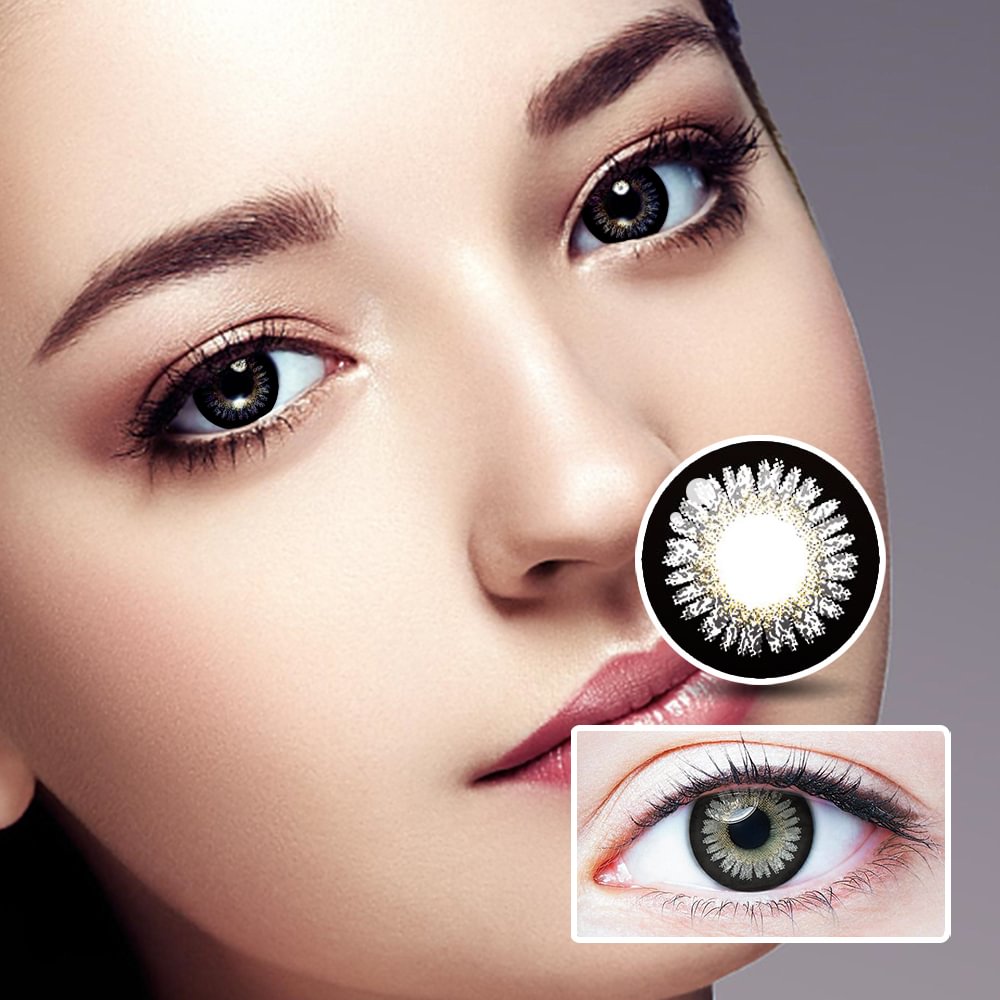 NEBULALENS Cherry Gray Yearly Prescription Colored Contact Lenses NEBULALENS