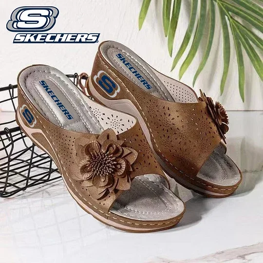 SKECHERS® 2024 LETNIE NOWOŚCI NA KOSTCE WENTYLOWANE RÓŻOWE WYGODNE I NOWOCZESNE DAMSKIE SANDAŁY ORTOPEDYCZNE