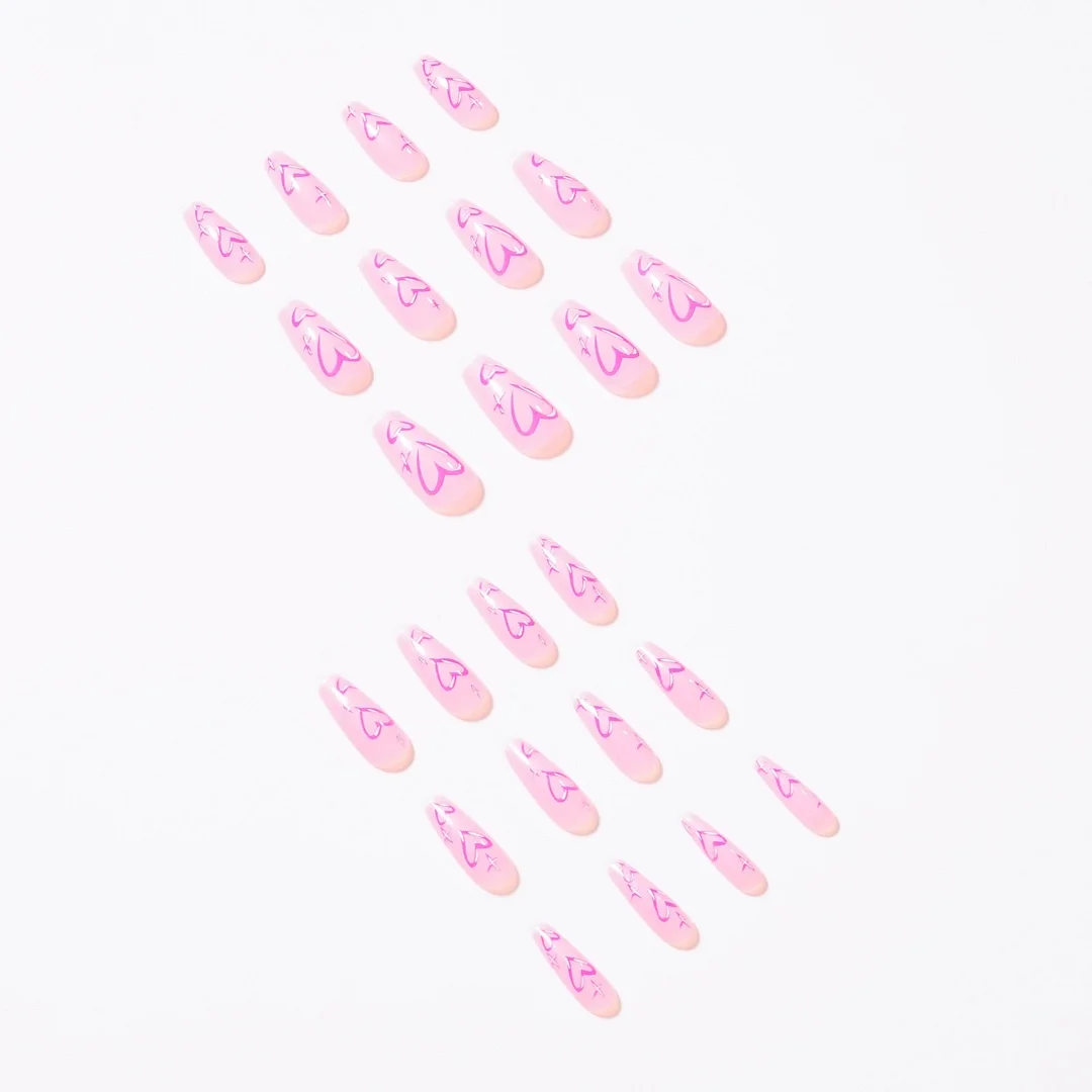 Fake Nails Heart Pattern Full Cover Fake Nails DIY Glue Press On Nails Nail Supplies For Professionals 515-Nail Inspo