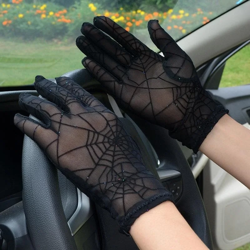 Spider Web Pattern Sunscreen Lace Gloves SP14297