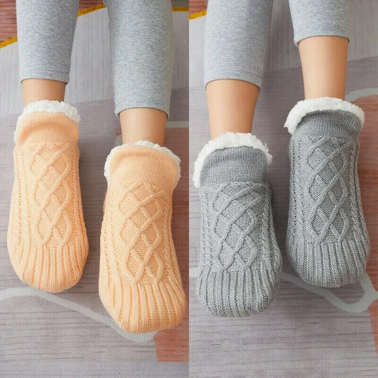 Woven And Velvet Indoor Socks Slippers