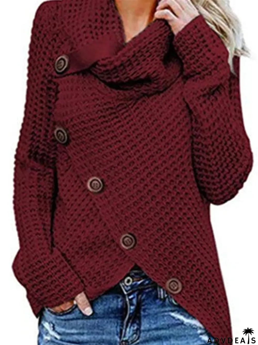 Women's Solid Color Long Sleeve Turtle Neck Tops