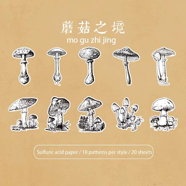 JOURNALSAY 20pcs Linear Draft Plants Flowers Materials Stationery Decoration Sticker