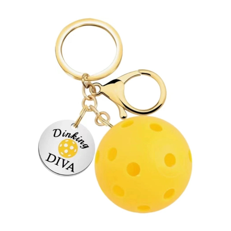 Minimalist Pickleball Stainless Steel Unisex Bag Pendant Keychain