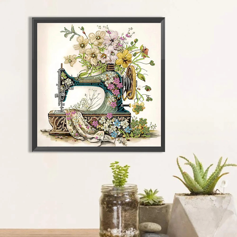 Diamond Painting - Partial Special Shaped Drill - Sewing Machine(Canvas|30*30cm)